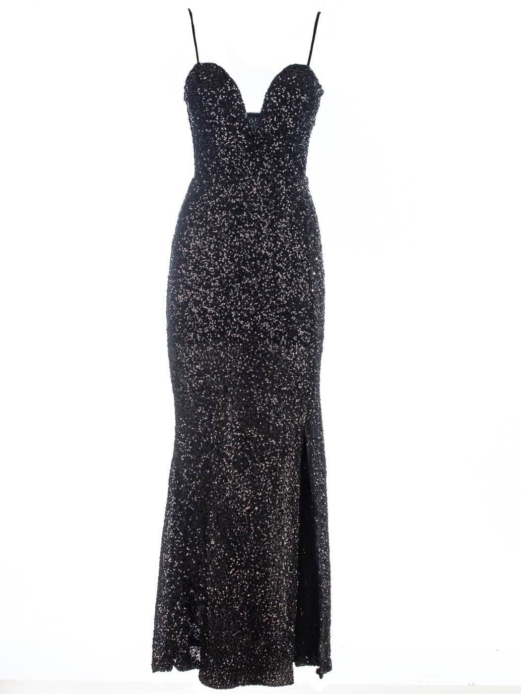 ABITO LUNGO PAILLETTES SENZA MANICHE, 2 TG  - BLACK